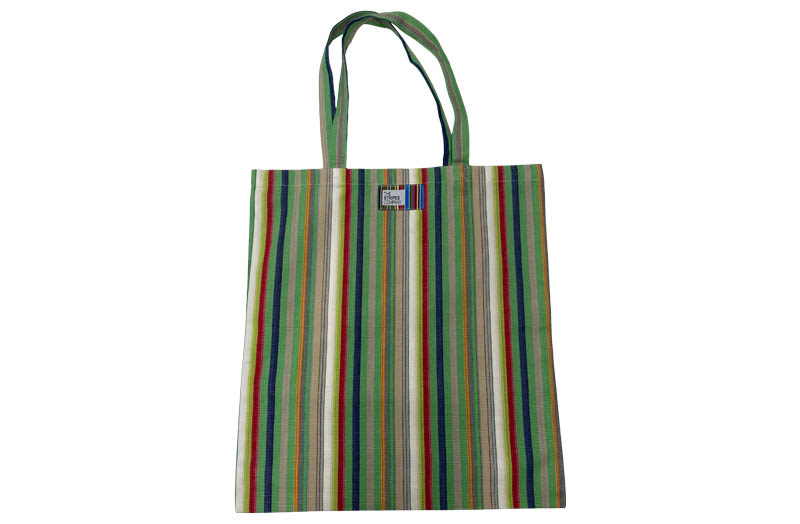 Green, Beige, White, Blue, Red Striped Tote Bags