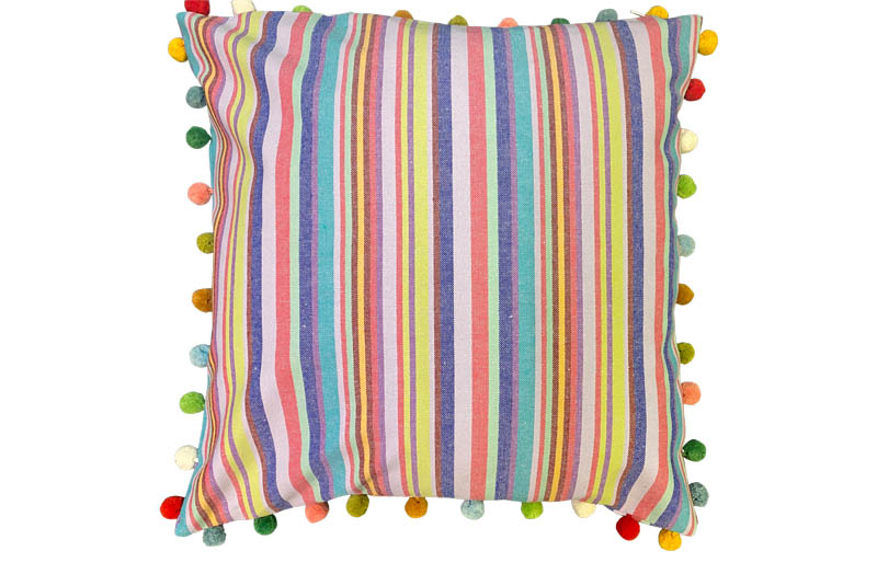 Pretty Stripe Pompom Cushions